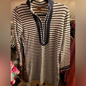 Tory Burch blue and white striped dress